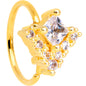 20G 5/16 Clear CZ Gem Gold Tone Chevron Nose Hoop