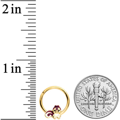 16G 3/8 Gold Tone Squirrel Hinged Segment Ring