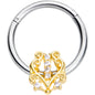 16G 3/8 Clear CZ Gem Fancy Heart Hinged Segment Ring