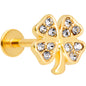 16G 5/16 Clear Gem Gold Tone Shamrock Labret Monroe Tragus