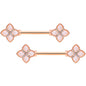 14G 5/8 Clear Gem Rose Gold Tone Rhombus Barbell Nipple Ring Set