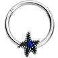 16G 3/8 Blue Gem Super Starfish Nautical Hinged Segment Ring