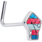20G 5/16 Pink White Blue Transgender Pride Fist L-Shaped Nose Ring