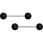 14G 9/16 Basic Black Matte Barbell Nipple Ring Set