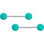 14G 9/16 Thoroughly Teal Matte Barbell Nipple Ring Set