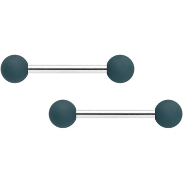 14G 9/16 Peach Grey Matte Barbell Nipple Ring Set of 4