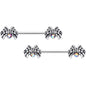 14G 5/8 Aurora Gem Holiday Angels Wings Barbell Nipple Ring Set