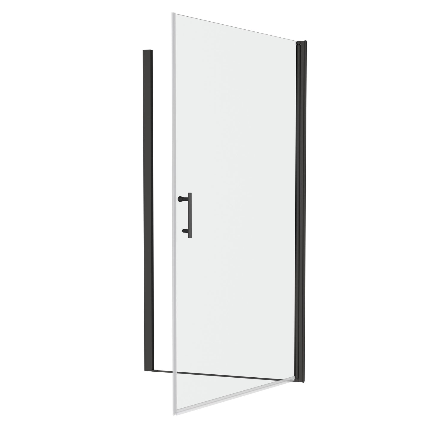 Universal Pivot Shower Door 24x72 Inch Matte Black 1/4' Tempered Glass Outswing