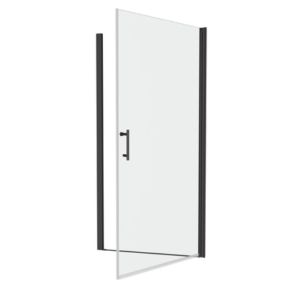 Universal Pivot Shower Door 24x72 Inch Matte Black 1/4' Tempered Glass Outswing
