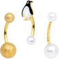 Gold Tone Winter Penguin Christmas Belly Ring Set of 3