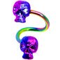 Rainbow Plated Scary Skull Spiral Twister Belly Ring