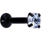 16G 1/4 CZ Gem Black 3mm Threadless Push In Labret Tragus