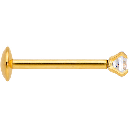 20G 5/16 CZ Gem Gold PVD 2mm Threadless Push In Labret Tragus