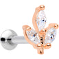 16G 5/16 CZ Rose Gold PVD Leaf Threadless Push In Labret Tragus