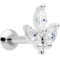 16G 5/16 CZ Gem Leaf Threadless Push In Labret Tragus