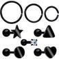 18G Clear CZ Gem Black Heart Cartilage Tragus Set of 8