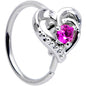 20G 5/16 Pink Gem Swirling Heart Valentine Nose Hoop