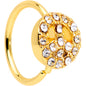 20G 5/16 Clear Gem Gold Tone Peace Sign Nose Hoop