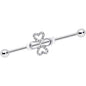 14G Clear Gem Heart Shamrock St Patricks Industrial Barbell 38mm