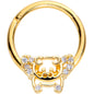 16G 3/8 Clear Gem Gold Tone Flying Pigs Hinged Segment Ring