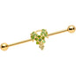 14G Green Gem Gold Tone Bunch of Grapes Industrial Barbell 38mm
