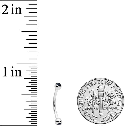 16G 1/2 Black Gem Ball End Curved Barbell