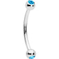 16G 1/2 Aqua Gem Ball End Curved Barbell