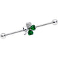14G Clear Green Gem Shamrock St Patricks Industrial Barbell 38mm