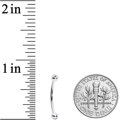 16G 9/16 Clear Gem Ball End Curved Barbell