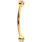 16G 9/16 Color Gem Ball End Gold Tone Curved Barbell