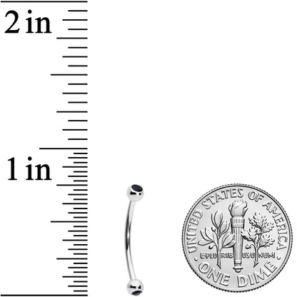 16G 9/16 Black Gem Ball End Curved Barbell