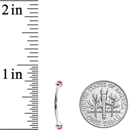 16G 9/16 Pink Gem Ball End Curved Barbell