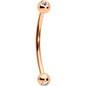 16G 9/16 Clear Gem Ball End Rose Gold Tone Curved Barbell