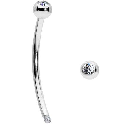 16G 5/8 Clear Gem Ball End Curved Barbell