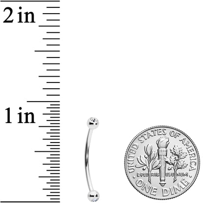 16G 5/8 Clear Gem Ball End Curved Barbell