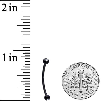 16G 5/8 Clear Gem Ball End Black Curved Barbell