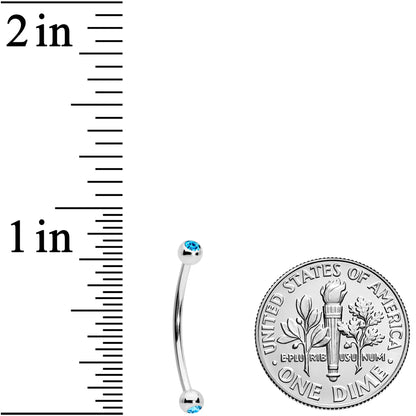 16G 5/8 Aqua Gem Ball End Curved Barbell