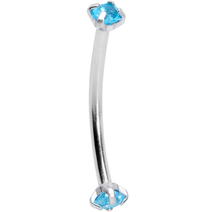16G 9/16 Aqua CZ Gem End Curved Barbell