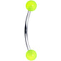 16G 9/16 Green Glow in the Dark Ball End Curved Barbell