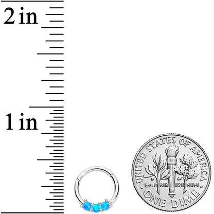 16G 5/16 Blue Synthetic Opal Trio Hinged Segment Ring