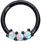 16G 5/16 White Synthetic Opal Black Trio Hinged Segment Ring