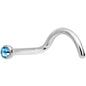 18G Aqua 2mm Grade 23 Titanium Press Fit Left Nose Ring Screw