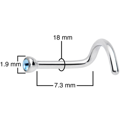 18G Aqua 2mm Grade 23 Titanium Press Fit Left Nose Ring Screw
