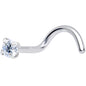 18G 7mm Clear 2.5mm CZ Gem Grade 23 Titanium Left Side Nose Screw