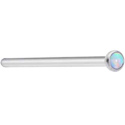 18G 3/4 White 2mm Synthetic Opal Titanium Fishtail Nose Ring