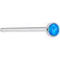 18G 3/4 Blue 3mm Synthetic Opal Titanium Fishtail Nose Ring