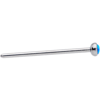 18G 3/4 Blue 3mm Synthetic Opal Titanium Fishtail Nose Ring