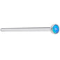 20G 3/4 Blue 2mm Synthetic Opal Titanium Fishtail Nose Ring
