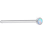 20G 3/4 White 2mm Synthetic Opal Titanium Fishtail Nose Ring
