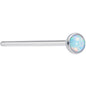 20G 3/4 White 3mm Synthetic Opal Titanium Fishtail Nose Ring